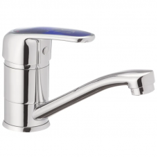 Змішувач для умивальника HAIBA MAGIC 555 (15 см) з синьою ручкою (HB0672)