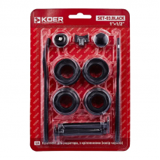 Комплект для радіатора Koer SET-03.Black 1/2" З кріпленнями (кол. чорний) (KR5187) Комплект для радіатора Koer SET-03.Black 1/2" З кріпленнями (кол. чорний) (KR5187)