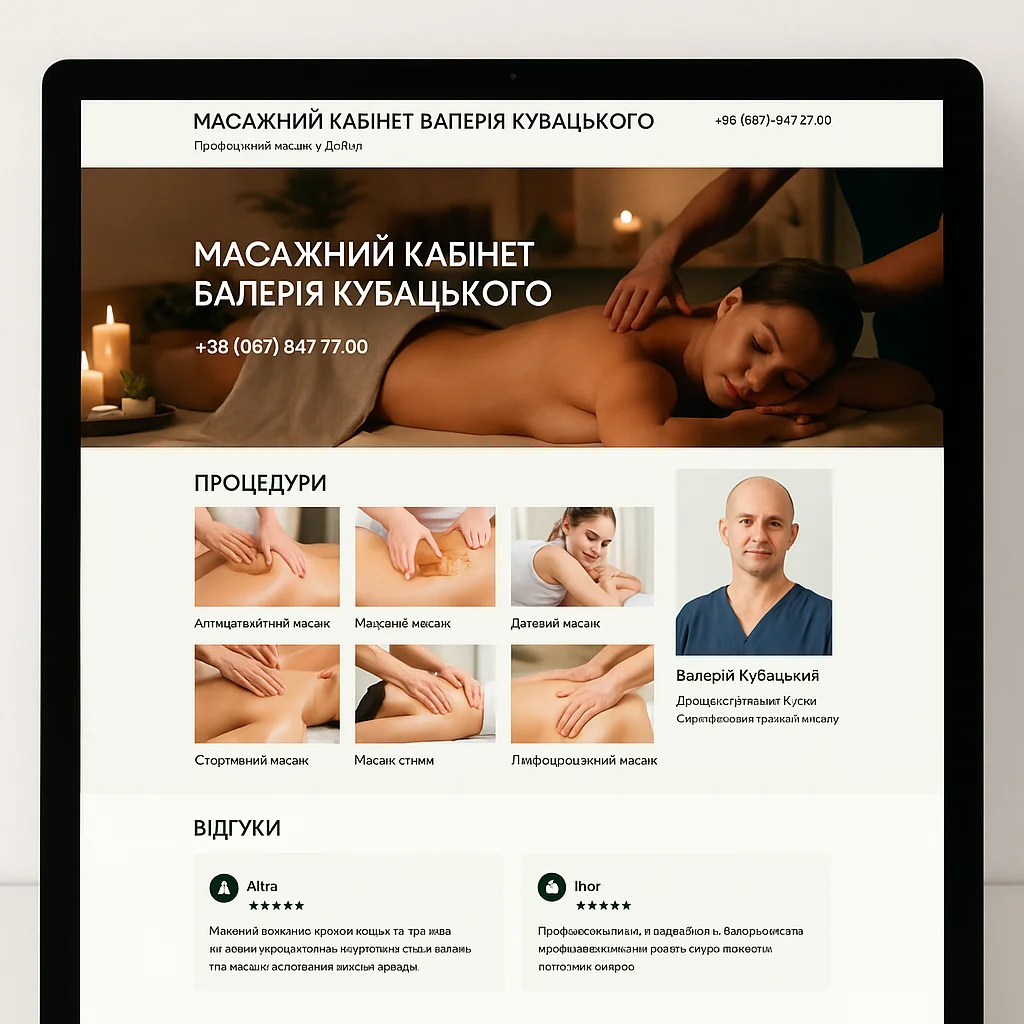 Розробка лендінгу для власника масажного кабінету — кейс Nova Digital